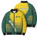 Australia Bowls Personalised Bomber Puffer Jacket Basic Marble Glaze - National Color - Aussie Hoodie