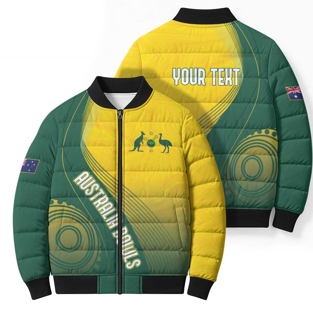 Australia Bowls Personalised Bomber Puffer Jacket Basic Marble Glaze - National Color - Aussie Hoodie