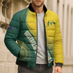 Australia Bowls Personalised Bomber Puffer Jacket Basic Marble Glaze - National Color - Aussie Hoodie