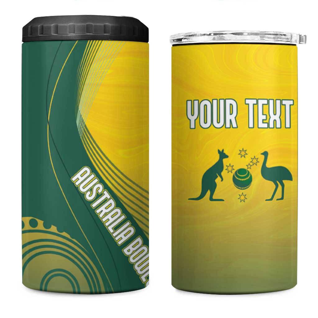 Australia Bowls Personalised 4 in 1 Can Cooler Tumbler Basic Marble Glaze - National Color - Aussie Hoodie