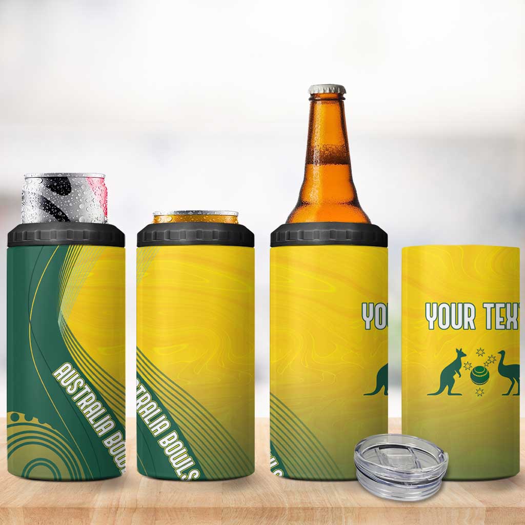 Australia Bowls Personalised 4 in 1 Can Cooler Tumbler Basic Marble Glaze - National Color - Aussie Hoodie