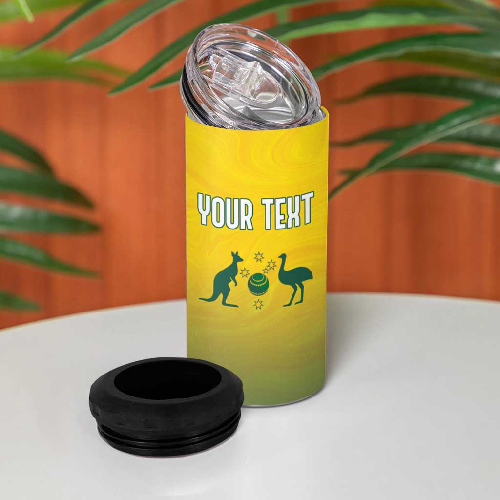 Australia Bowls Personalised 4 in 1 Can Cooler Tumbler Basic Marble Glaze - National Color - Aussie Hoodie