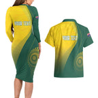 Australia Bowls Personalised Couples Matching Long Sleeve Bodycon Dress and Hawaiian Shirt Basic Marble Glaze - National Color - Aussie Hoodie