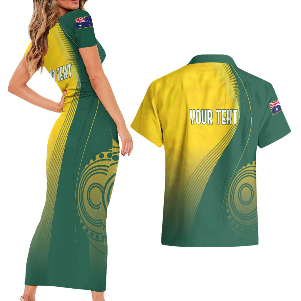 Australia Bowls Personalised Couples Matching Short Sleeve Bodycon Dress and Hawaiian Shirt Basic Marble Glaze - National Color - Aussie Hoodie