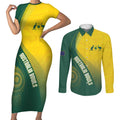 Australia Bowls Personalised Couples Matching Short Sleeve Bodycon Dress and Long Sleeve Button Shirt Basic Marble Glaze - National Color - Aussie Hoodie