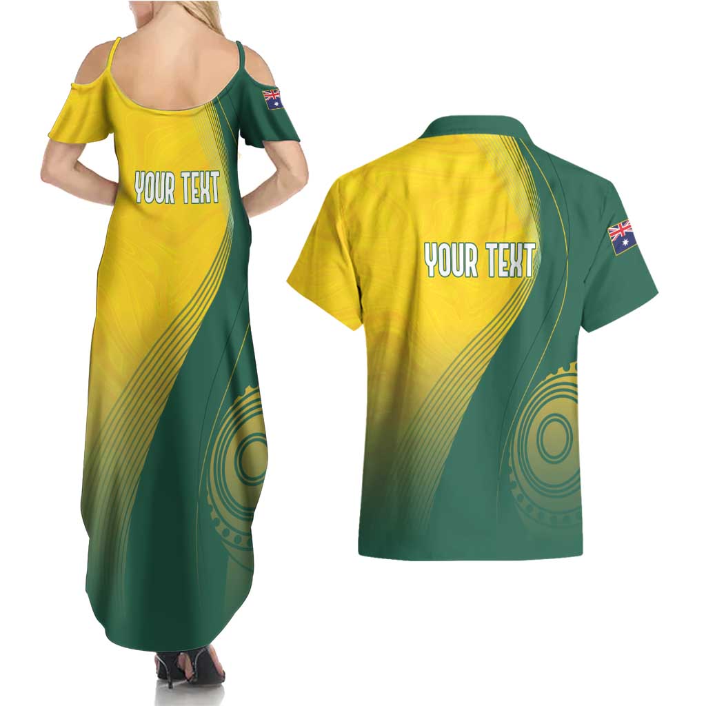 Australia Bowls Personalised Couples Matching Summer Maxi Dress and Hawaiian Shirt Basic Marble Glaze - National Color - Aussie Hoodie