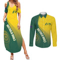 Australia Bowls Personalised Couples Matching Summer Maxi Dress and Long Sleeve Button Shirt Basic Marble Glaze - National Color - Aussie Hoodie