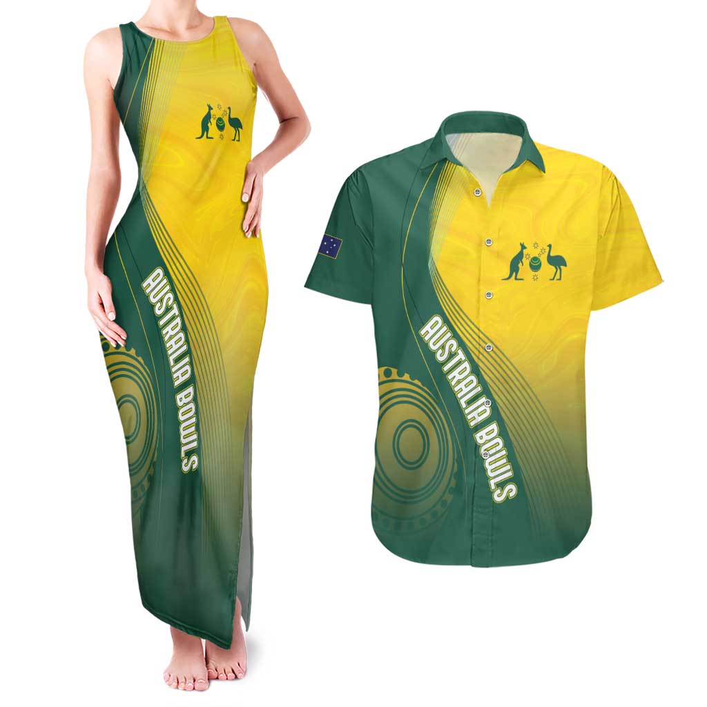 Australia Bowls Personalised Couples Matching Tank Maxi Dress and Hawaiian Shirt Basic Marble Glaze - National Color - Aussie Hoodie