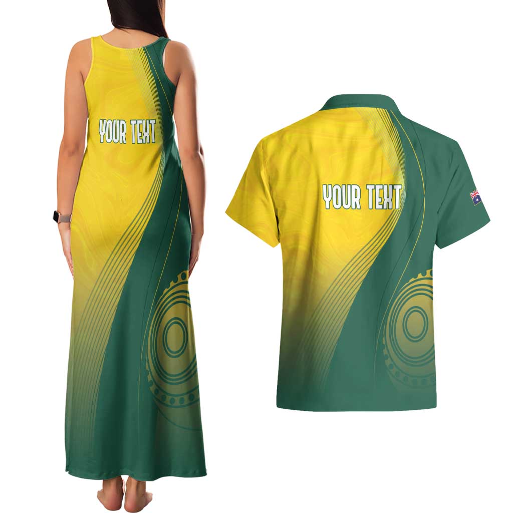 Australia Bowls Personalised Couples Matching Tank Maxi Dress and Hawaiian Shirt Basic Marble Glaze - National Color - Aussie Hoodie