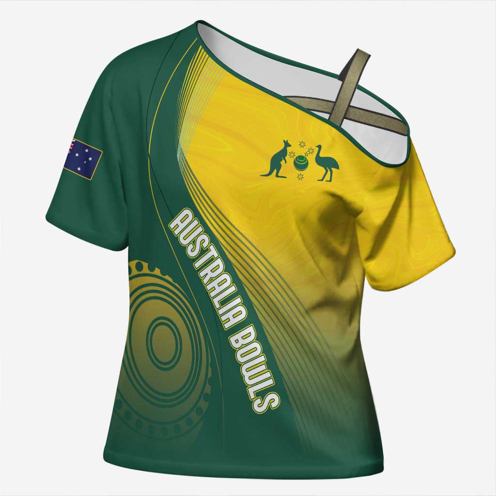 Australia Bowls Personalised Cross Shoulder Shirt Basic Marble Glaze - National Color - Aussie Hoodie