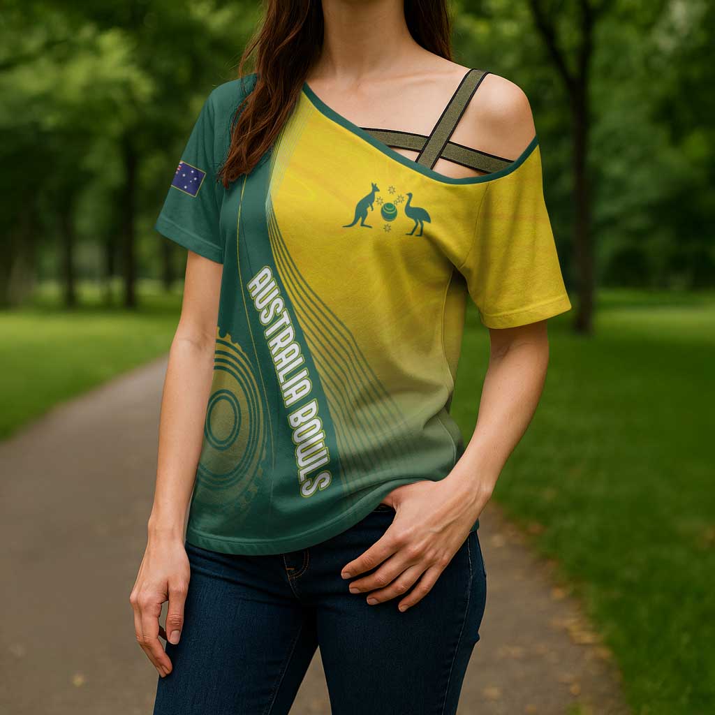 Australia Bowls Personalised Cross Shoulder Shirt Basic Marble Glaze - National Color - Aussie Hoodie