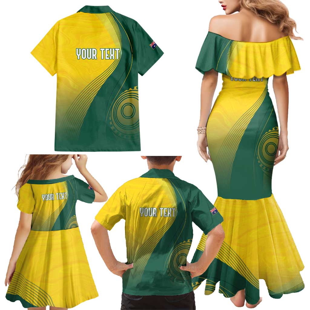 Australia Bowls Personalised Family Matching Mermaid Dress and Hawaiian Shirt Basic Marble Glaze - National Color - Aussie Hoodie