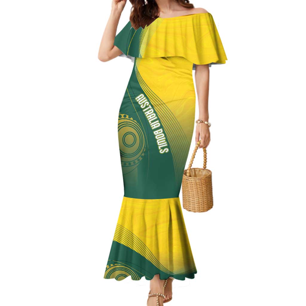 Australia Bowls Personalised Family Matching Mermaid Dress and Hawaiian Shirt Basic Marble Glaze - National Color - Aussie Hoodie