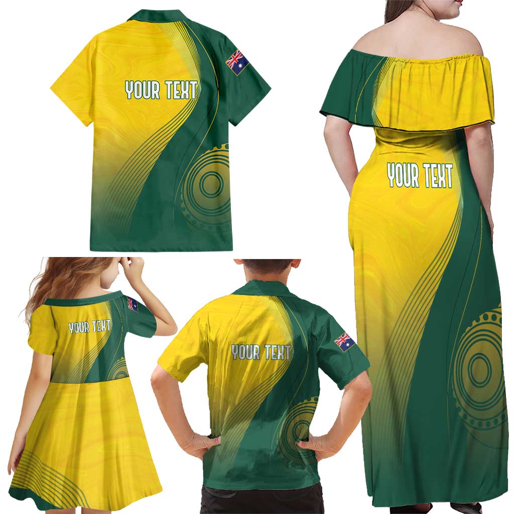 Australia Bowls Personalised Family Matching Off Shoulder Maxi Dress and Hawaiian Shirt Basic Marble Glaze - National Color - Aussie Hoodie