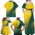Australia Bowls Personalised Family Matching Off Shoulder Maxi Dress and Hawaiian Shirt Basic Marble Glaze - National Color - Aussie Hoodie