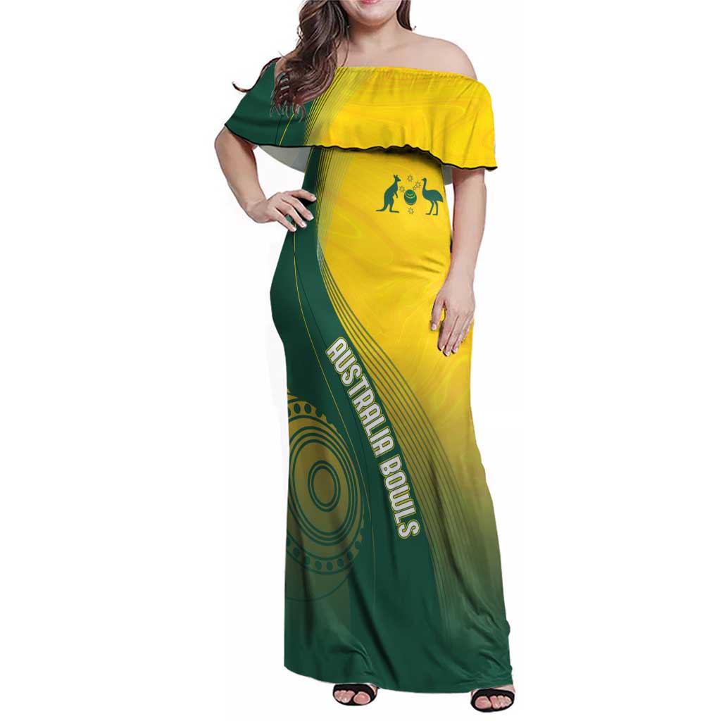 Australia Bowls Personalised Family Matching Off Shoulder Maxi Dress and Hawaiian Shirt Basic Marble Glaze - National Color - Aussie Hoodie