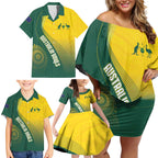 Australia Bowls Personalised Family Matching Off Shoulder Short Dress and Hawaiian Shirt Basic Marble Glaze - National Color - Aussie Hoodie
