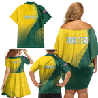Australia Bowls Personalised Family Matching Off Shoulder Short Dress and Hawaiian Shirt Basic Marble Glaze - National Color - Aussie Hoodie