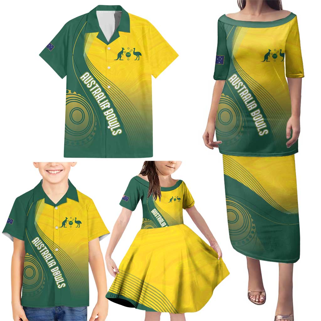 Australia Bowls Personalised Family Matching Puletasi and Hawaiian Shirt Basic Marble Glaze - National Color - Aussie Hoodie