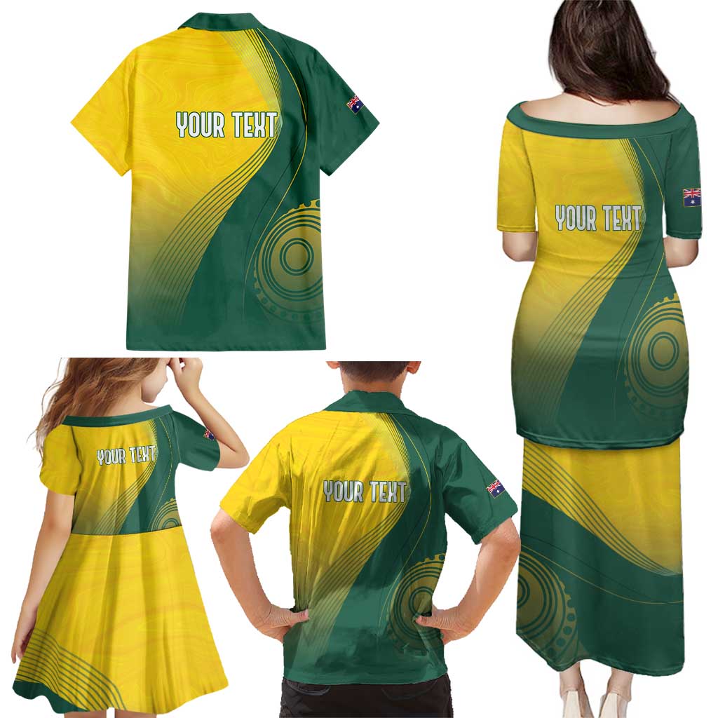 Australia Bowls Personalised Family Matching Puletasi and Hawaiian Shirt Basic Marble Glaze - National Color - Aussie Hoodie