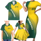 Australia Bowls Personalised Family Matching Short Sleeve Bodycon Dress and Hawaiian Shirt Basic Marble Glaze - National Color - Aussie Hoodie