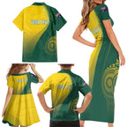 Australia Bowls Personalised Family Matching Short Sleeve Bodycon Dress and Hawaiian Shirt Basic Marble Glaze - National Color - Aussie Hoodie