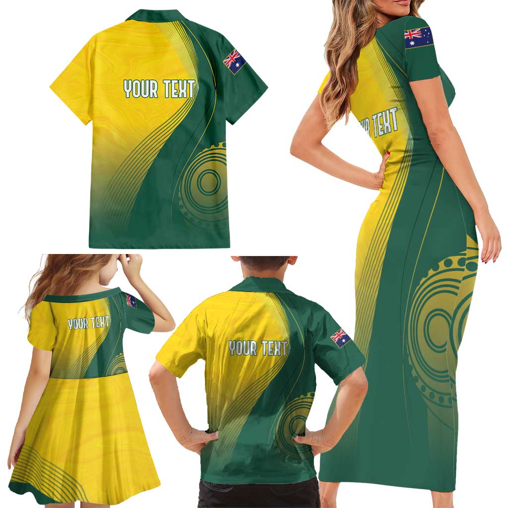 Australia Bowls Personalised Family Matching Short Sleeve Bodycon Dress and Hawaiian Shirt Basic Marble Glaze - National Color - Aussie Hoodie