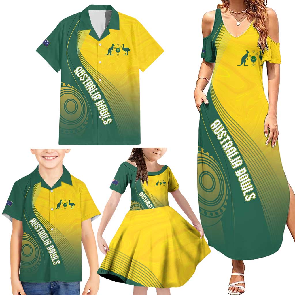 Australia Bowls Personalised Family Matching Summer Maxi Dress and Hawaiian Shirt Basic Marble Glaze - National Color - Aussie Hoodie
