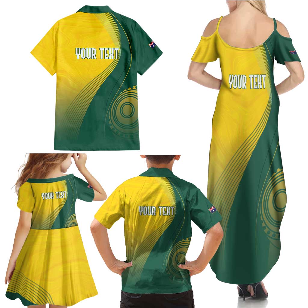 Australia Bowls Personalised Family Matching Summer Maxi Dress and Hawaiian Shirt Basic Marble Glaze - National Color - Aussie Hoodie