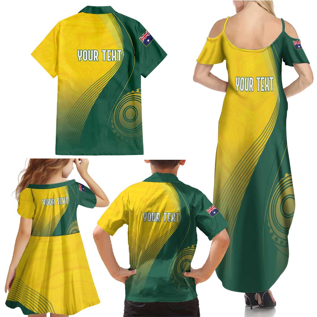 Australia Bowls Personalised Family Matching Summer Maxi Dress and Hawaiian Shirt Basic Marble Glaze - National Color - Aussie Hoodie