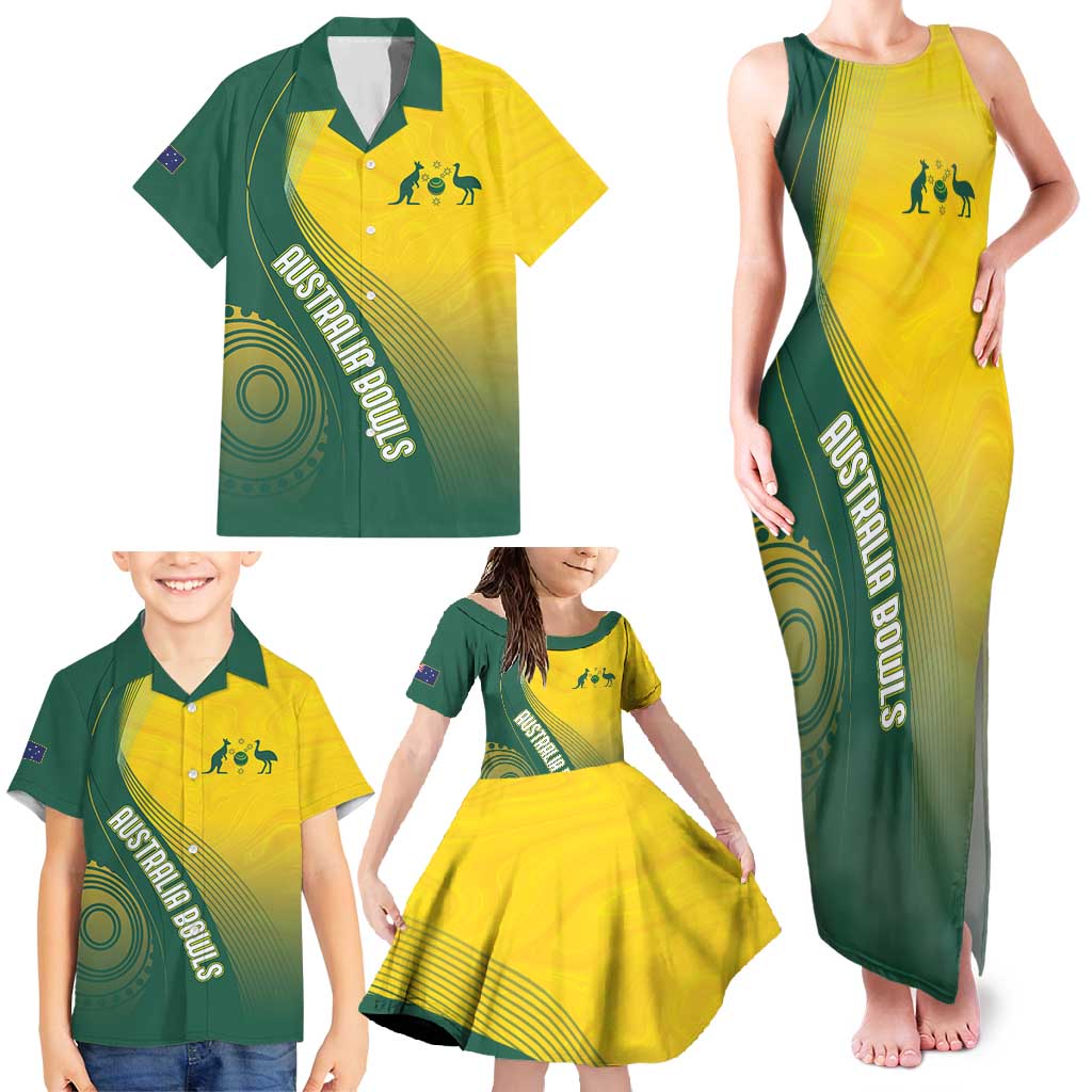 Australia Bowls Personalised Family Matching Tank Maxi Dress and Hawaiian Shirt Basic Marble Glaze - National Color - Aussie Hoodie