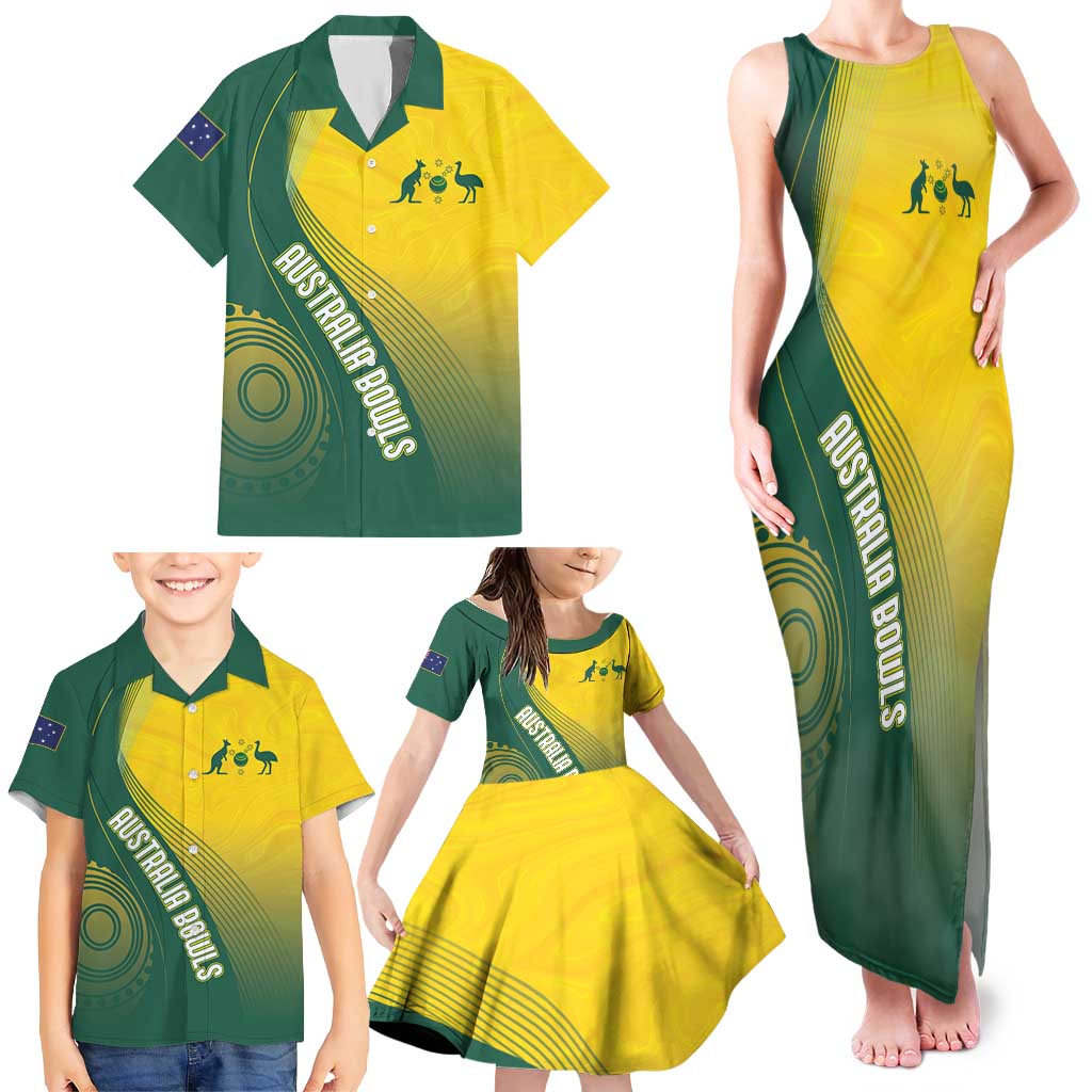 Australia Bowls Personalised Family Matching Tank Maxi Dress and Hawaiian Shirt Basic Marble Glaze - National Color - Aussie Hoodie
