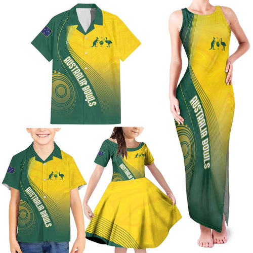 Australia Bowls Personalised Family Matching Tank Maxi Dress and Hawaiian Shirt Basic Marble Glaze - National Color - Aussie Hoodie