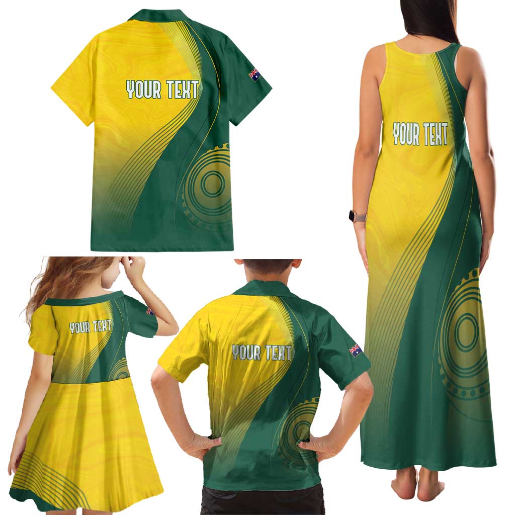 Australia Bowls Personalised Family Matching Tank Maxi Dress and Hawaiian Shirt Basic Marble Glaze - National Color - Aussie Hoodie