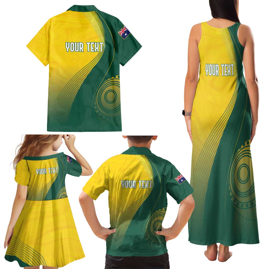 Australia Bowls Personalised Family Matching Tank Maxi Dress and Hawaiian Shirt Basic Marble Glaze - National Color - Aussie Hoodie