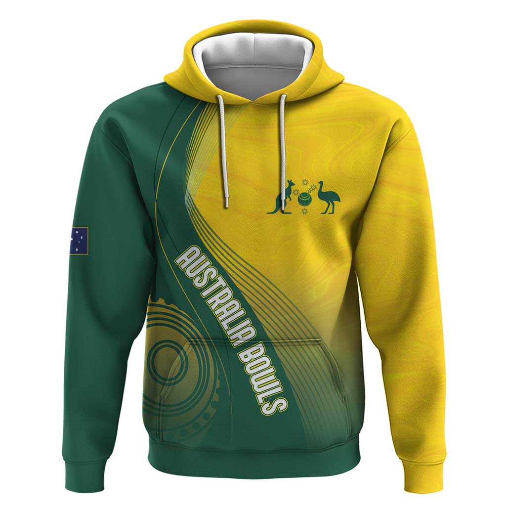 Australia Bowls Personalised Hoodie Basic Marble Glaze - National Color - Aussie Hoodie