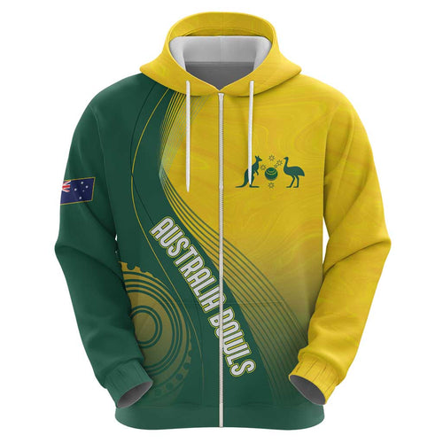 Australia Bowls Personalised Hoodie Basic Marble Glaze - National Color - Aussie Hoodie