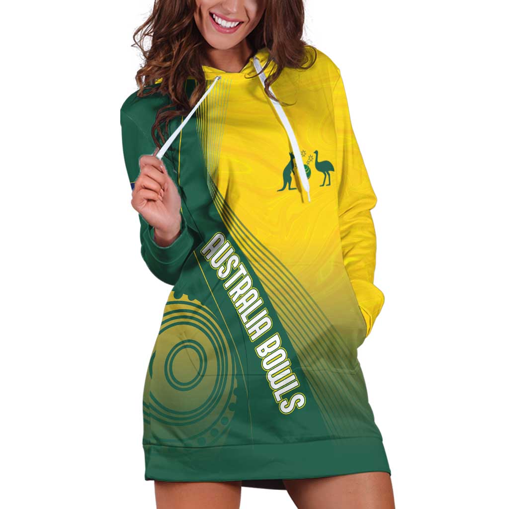Australia Bowls Personalised Hoodie Dress Basic Marble Glaze - National Color - Aussie Hoodie