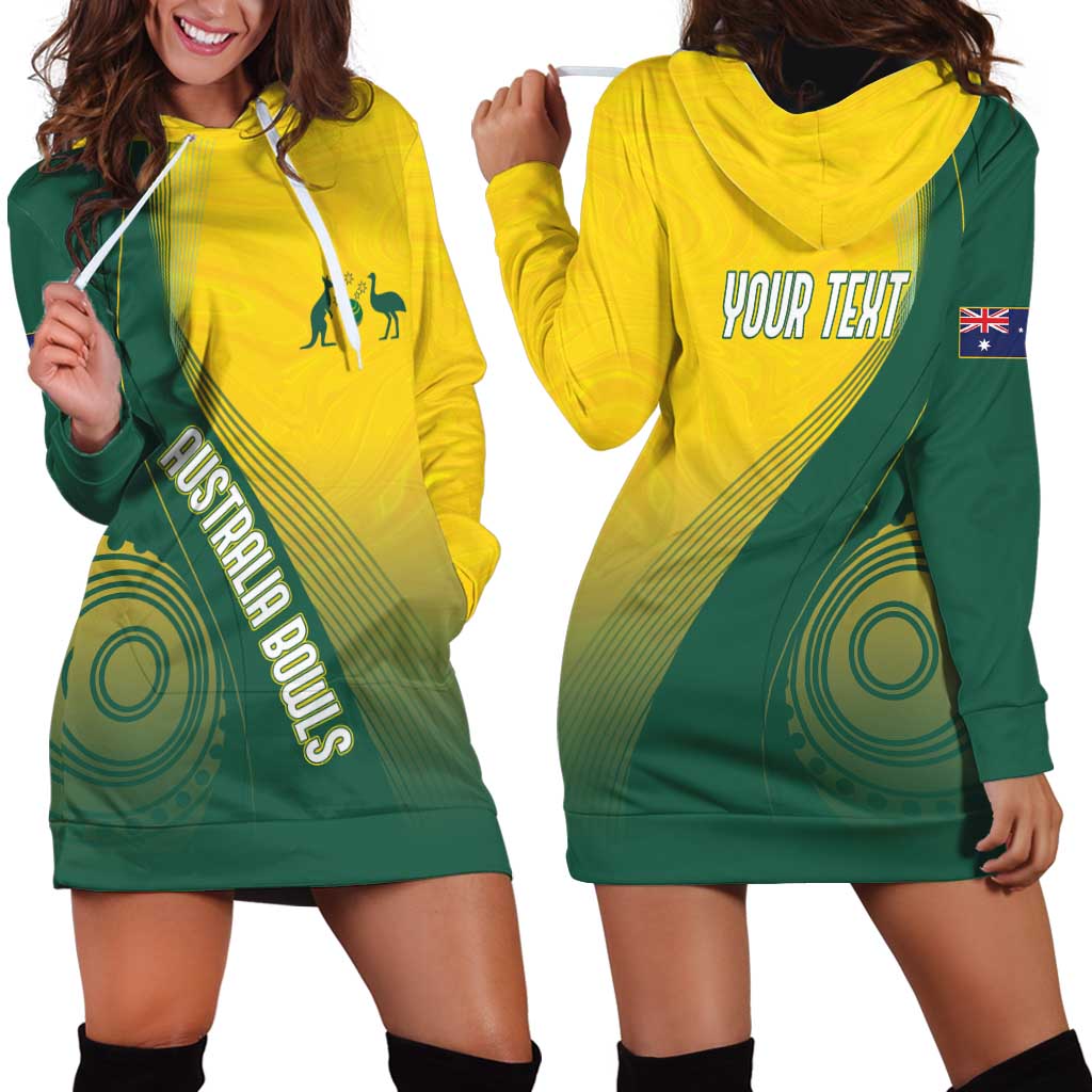 Australia Bowls Personalised Hoodie Dress Basic Marble Glaze - National Color - Aussie Hoodie