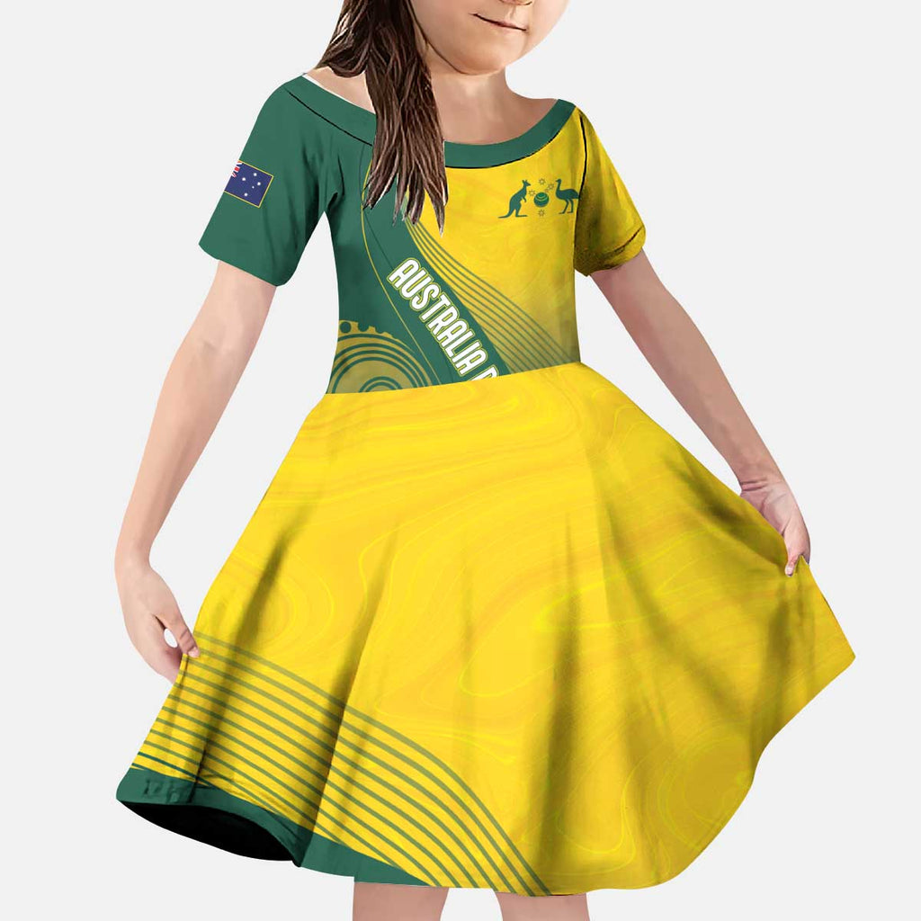 Australia Bowls Personalised Kid Short Sleeve Dress Basic Marble Glaze - National Color - Aussie Hoodie