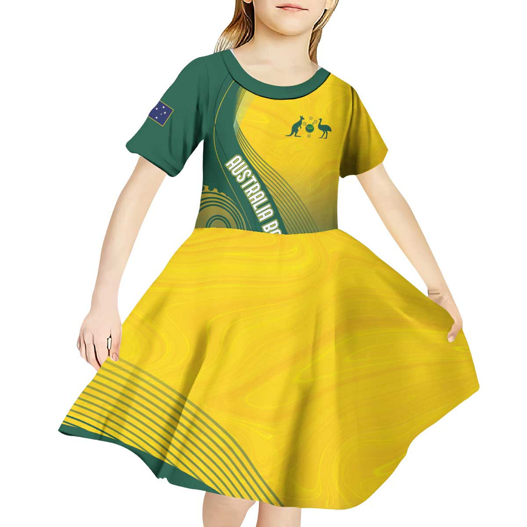 Australia Bowls Personalised Kid Short Sleeve Dress Basic Marble Glaze - National Color - Aussie Hoodie