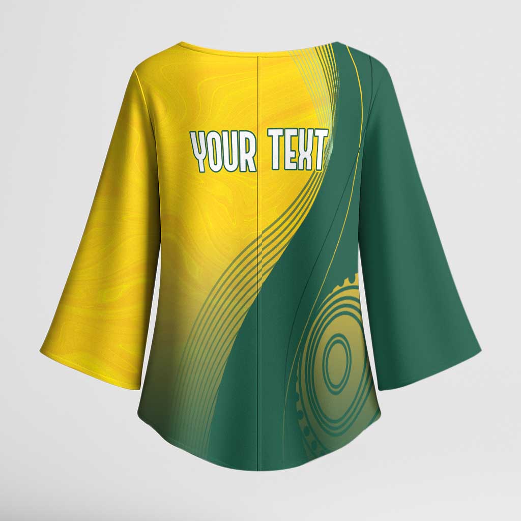 Australia Bowls Personalised Kimono Sleeve Blouse Basic Marble Glaze - National Color - Aussie Hoodie