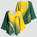 Australia Bowls Personalised Kimono Sleeve Blouse Basic Marble Glaze - National Color - Aussie Hoodie