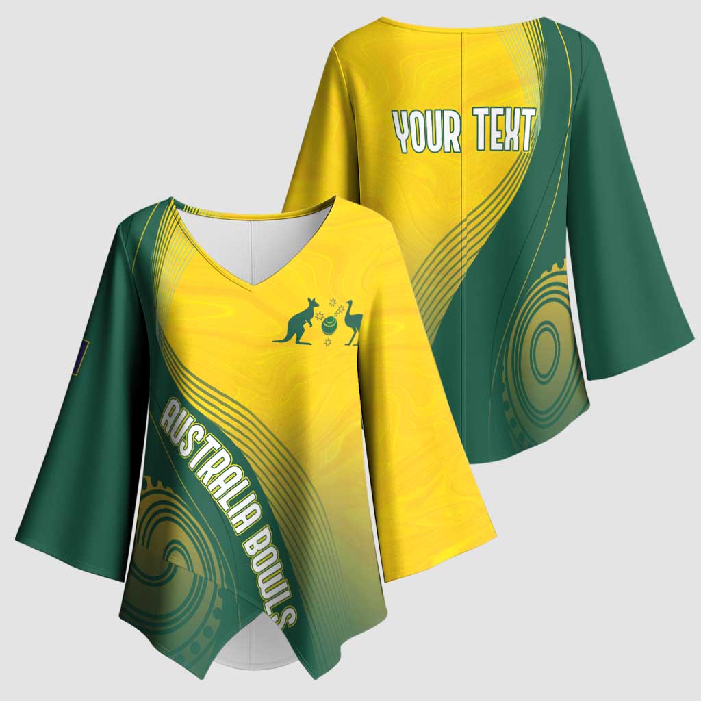 Australia Bowls Personalised Kimono Sleeve Blouse Basic Marble Glaze - National Color - Aussie Hoodie