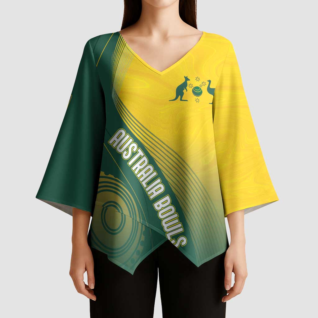 Australia Bowls Personalised Kimono Sleeve Blouse Basic Marble Glaze - National Color - Aussie Hoodie