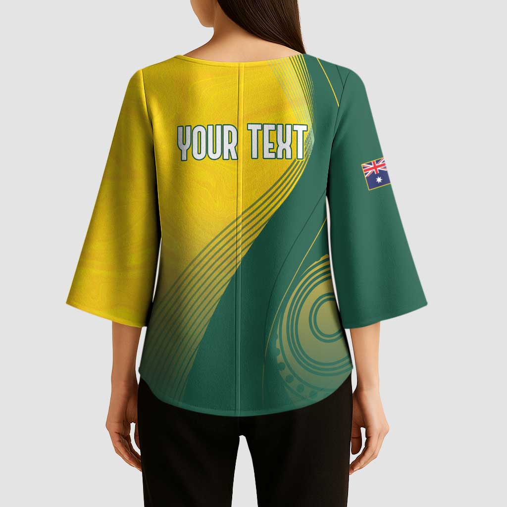 Australia Bowls Personalised Kimono Sleeve Blouse Basic Marble Glaze - National Color - Aussie Hoodie