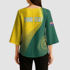 Australia Bowls Personalised Kimono Sleeve Blouse Basic Marble Glaze - National Color - Aussie Hoodie