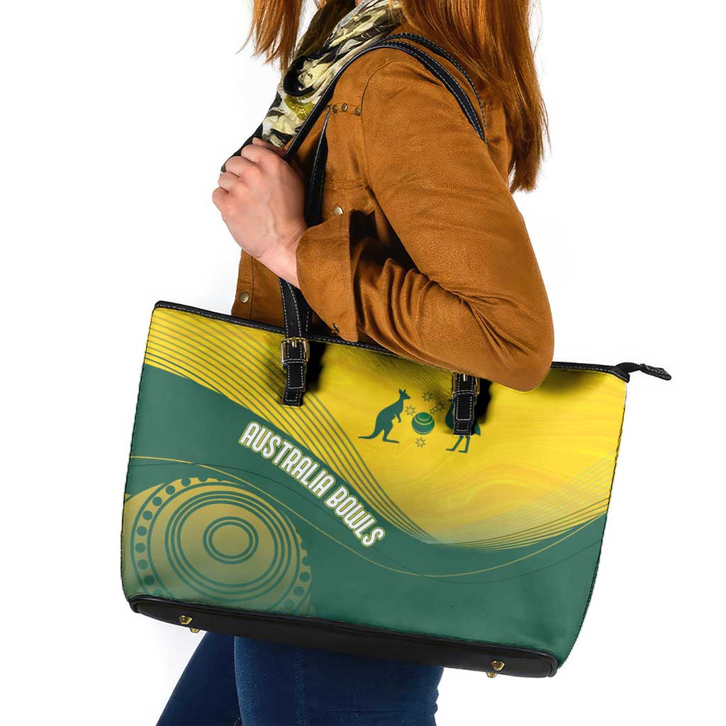 Australia Bowls Leather Tote Bag Basic Marble Glaze - National Color - Aussie Hoodie