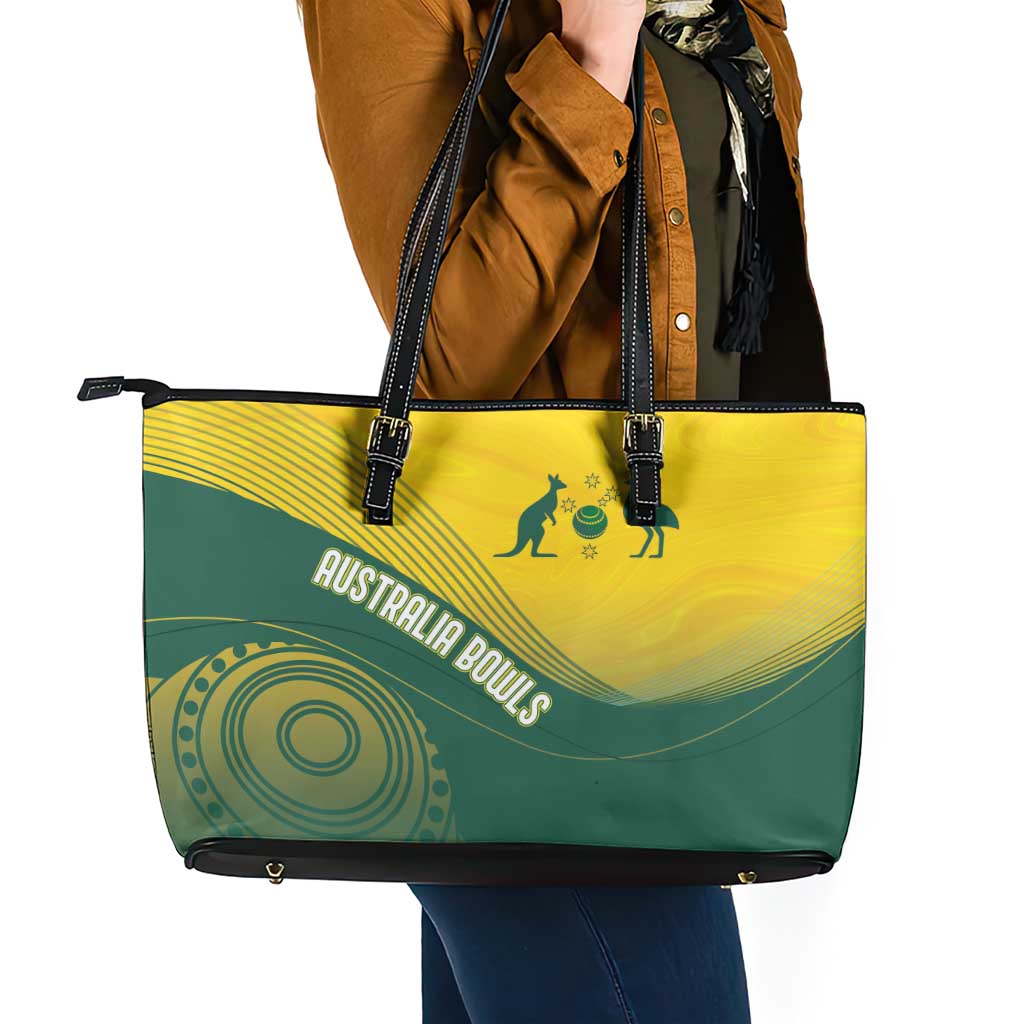 Australia Bowls Leather Tote Bag Basic Marble Glaze - National Color - Aussie Hoodie