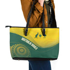 Australia Bowls Leather Tote Bag Basic Marble Glaze - National Color - Aussie Hoodie